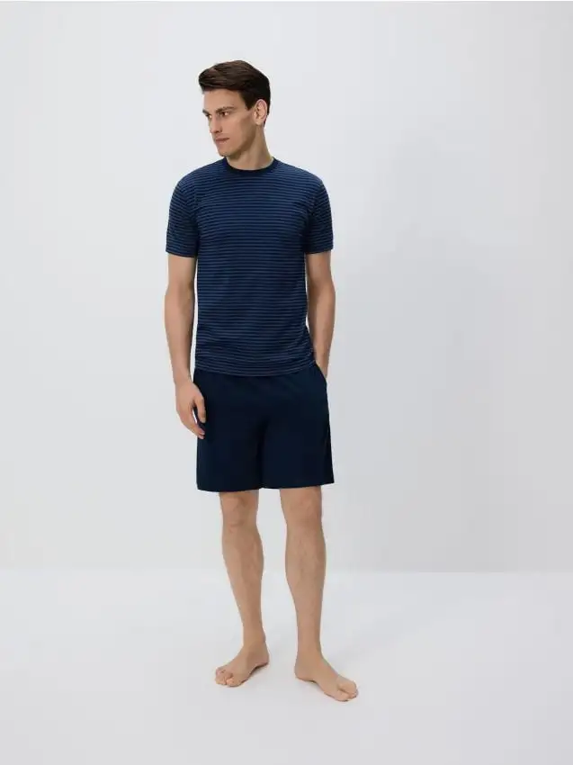 Pigiama due pezzi in cotone Colore blu