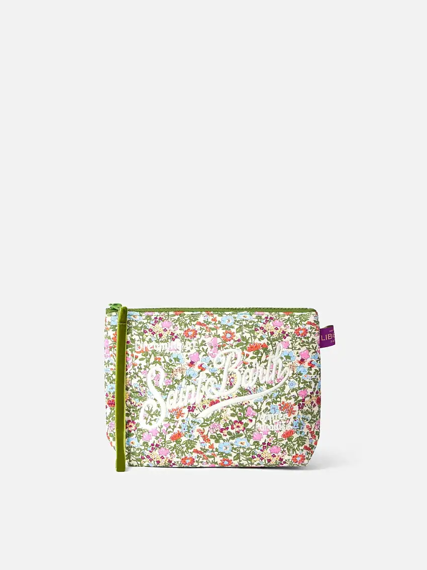 Pochette in Neoprene Stampa Liberty Verde