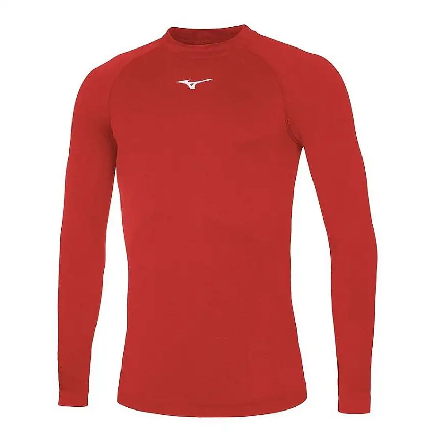 Mizuno Core Long Sleeve Thermal Underwear Shirt Red/White