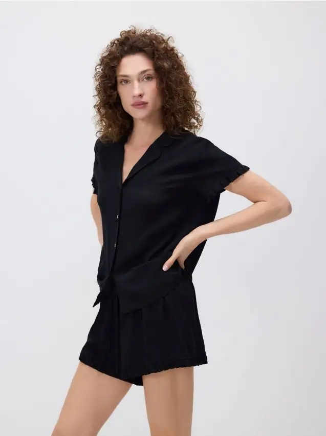 Set pigiama da due pezzi in viscosa Colore nero