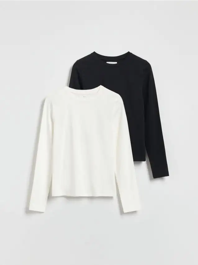 Maglia a maniche lunghe in cotone 2 pack Colore panna