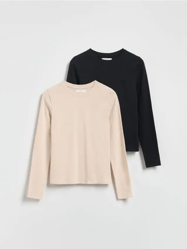 Maglia a maniche lunghe in cotone 2 pack Colore beige