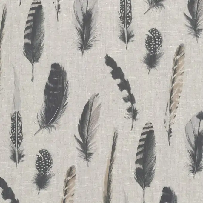 Tessuto in lino stampato piume