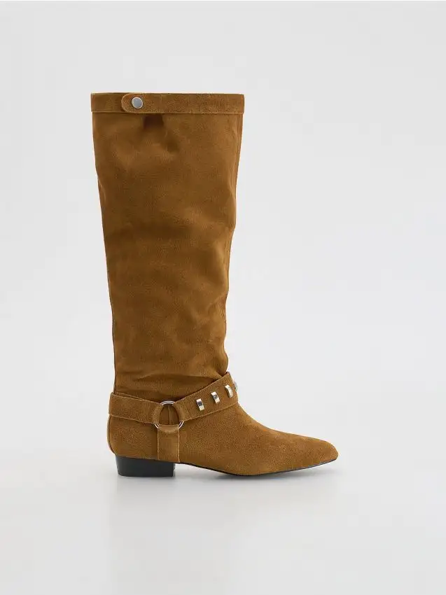 Stivali alti scamosciati Colore marrone scuro