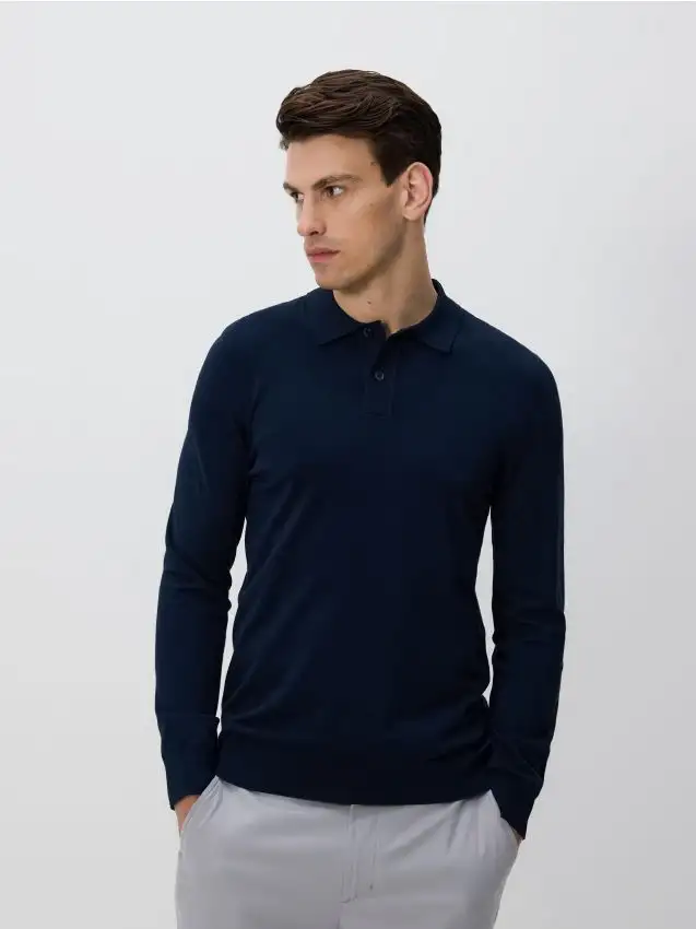 Maglioncino polo in viscosa Colore blu scuro