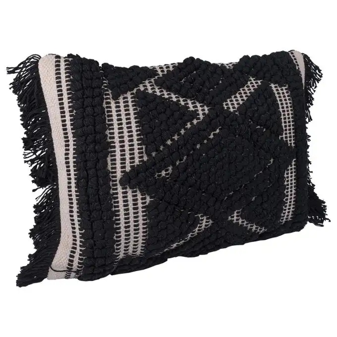 Cuscino etnico nero con frange