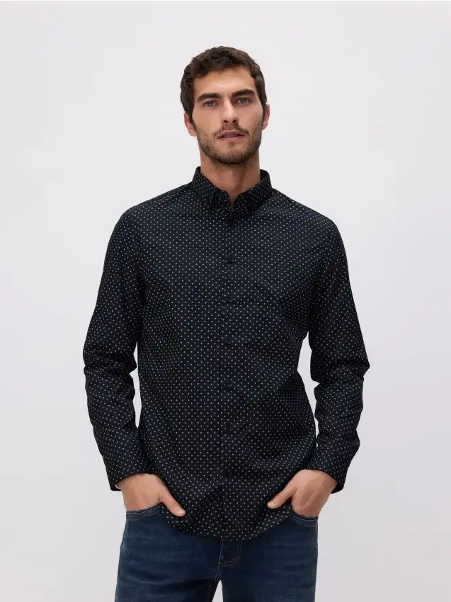 Camicia slim fit in misto cotone Colore nero