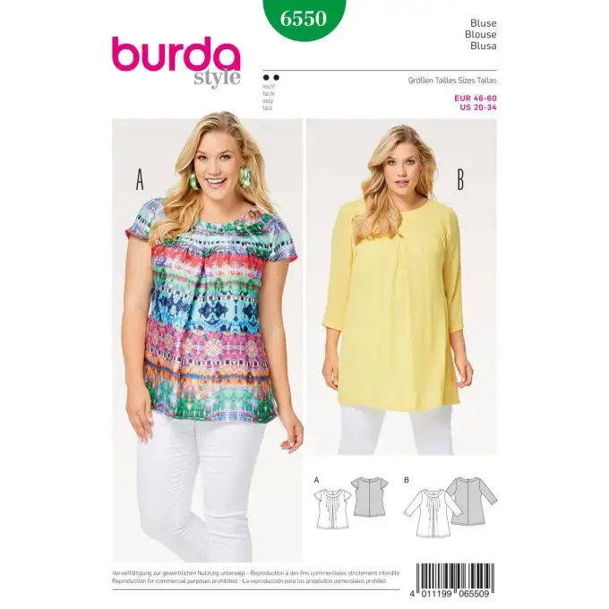 Blusa burda 6550 patron