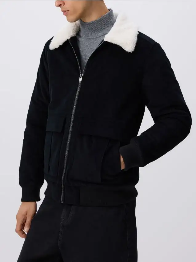 Giacca sherpa in velluto a coste Colore nero