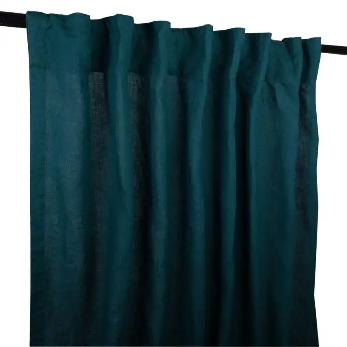Tenda a passanti lino blu petrolio
