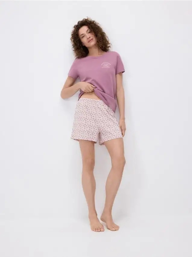 Set pigiama due pezzi stampato Colore malva