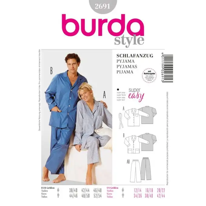 Modello burda 2691 pigiama