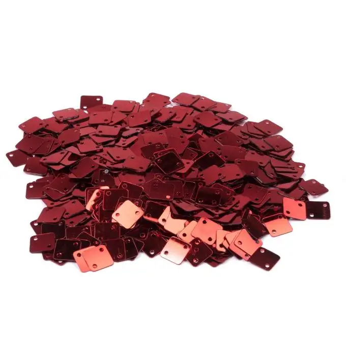 Paillettes da cucire piatte quadrate rosse 7,5x7,5mm