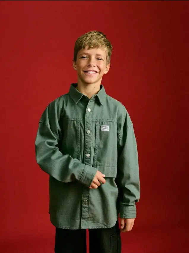 Camicia in cotone Colore verde petrolio