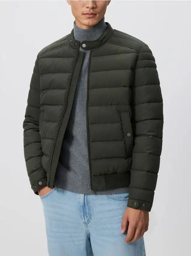 Giacca stile biker con colletto rigido Colore verde