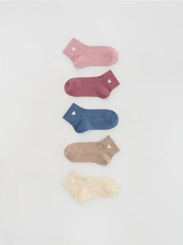 Confezione da 5 paia di calze con ricamo Colore beige