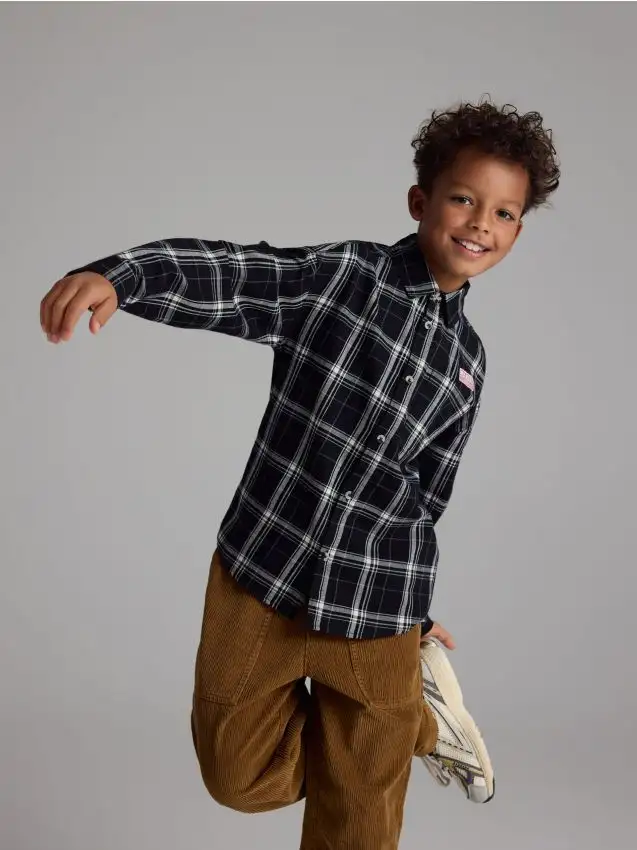 Camicia a quadri in cotone Colore nero