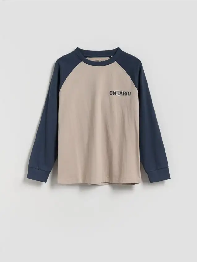 Maglietta a maniche lunghe in cotone con stampa Colore nude