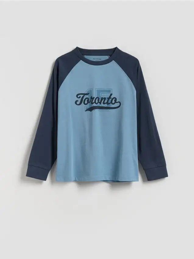 Maglietta a maniche lunghe in cotone con stampa Colore blu pallido