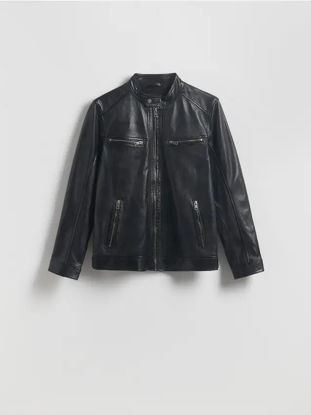 Giacca biker in pelle Colore nero