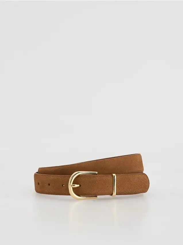 Cintura in camoscio Colore marrone dorato