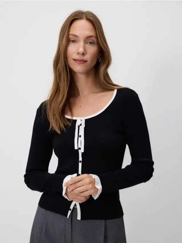 Cardigan con fiocco decorativo Colore multicolore