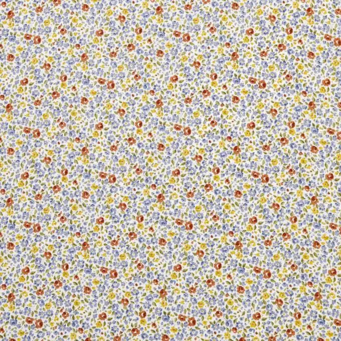 Tessuto popeline fiori aqua blu e rosso