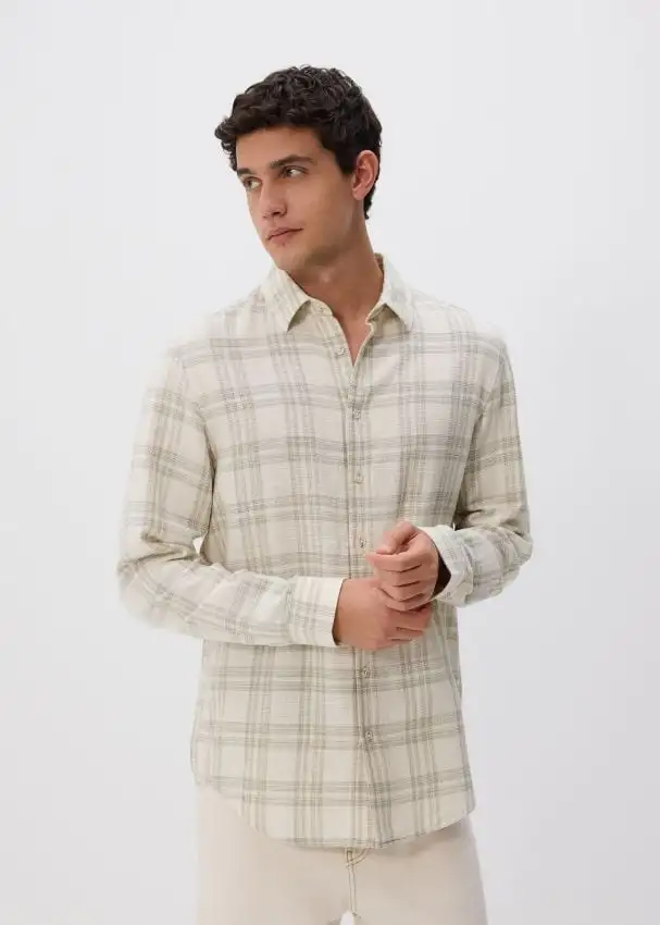 Camicia regular fit a quadri Colore verde pallido