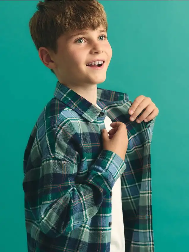 Camicia a quadri in cotone Colore verde