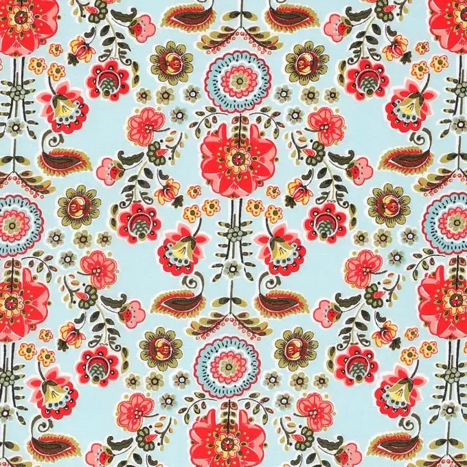 Tessuto cotone bio blu fiori grandi