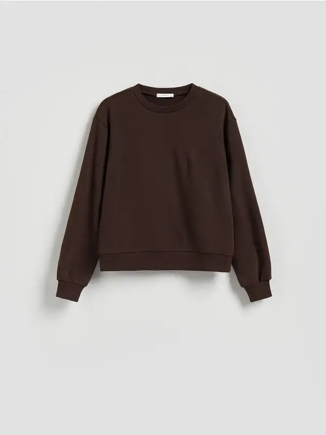 Felpa in misto cotone semplice Colore marrone scuro