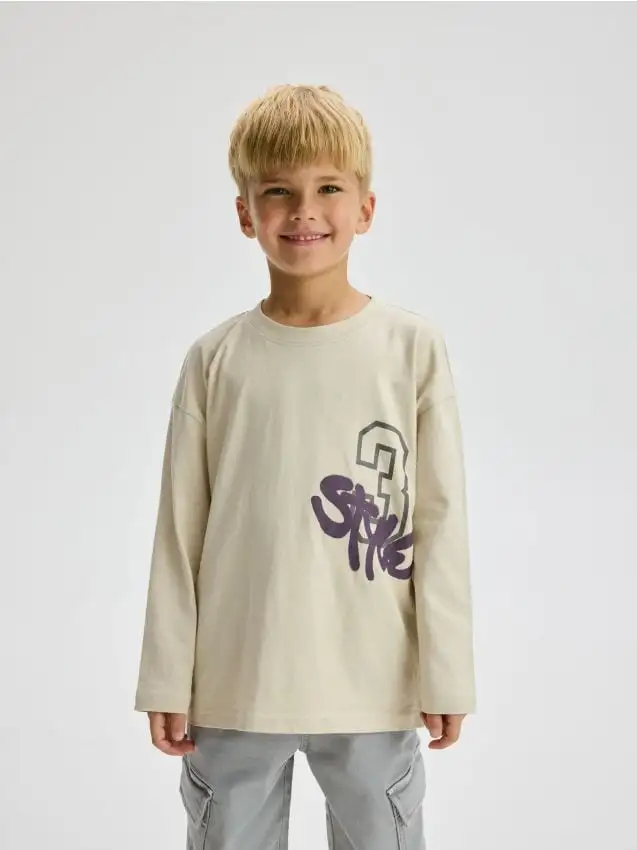 Maglietta a maniche lunghe con stampa Colore beige