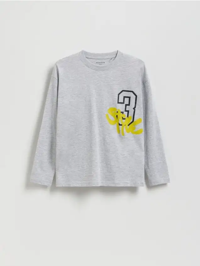 Maglietta a maniche lunghe con stampa Colore grigio chiaro
