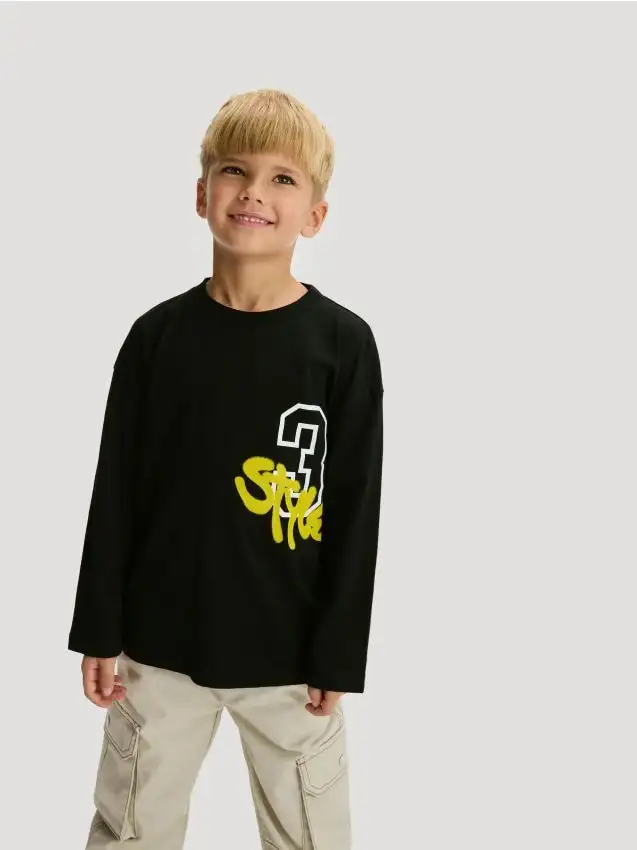 Maglietta a maniche lunghe con stampa Colore nero