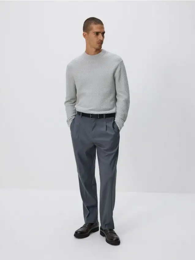 Maglione strutturato Colore grigio chiaro