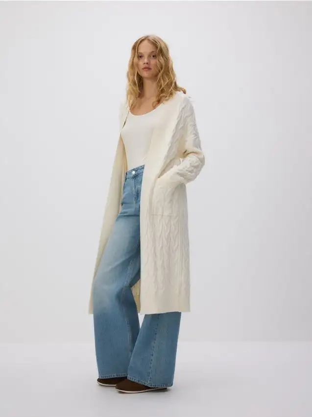 Cardigan lungo in misto viscosa Colore nude