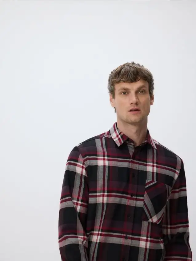 Camicia regular fit a quadri Colore rosso