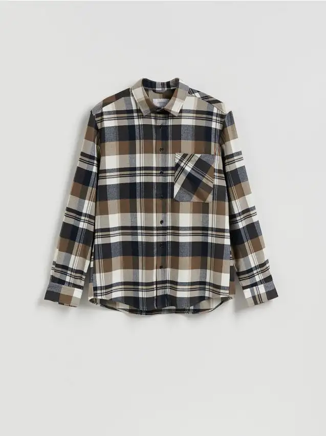 Camicia regular fit a quadri Colore beige