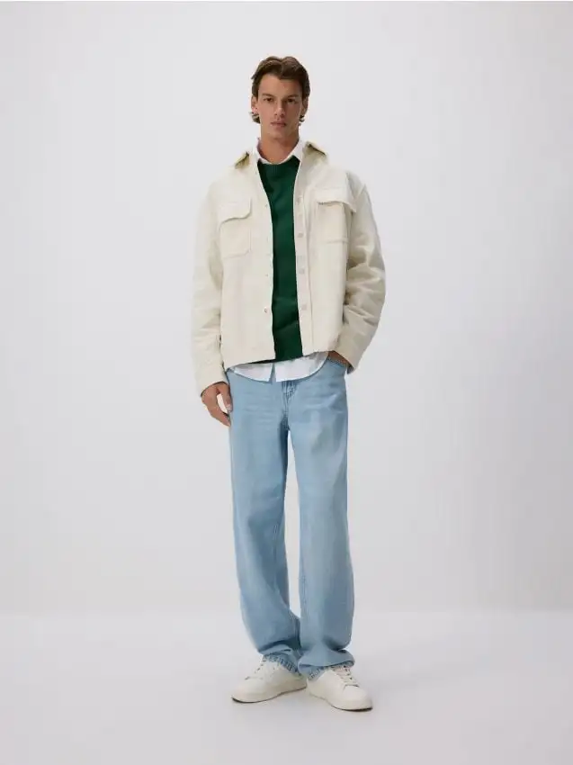 Camicia in velluto a coste comfort fit Colore panna