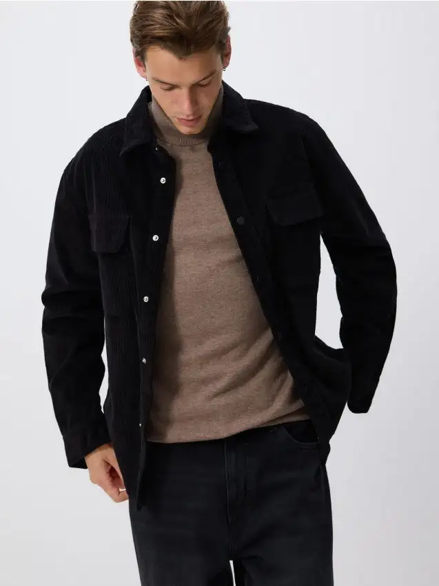 Camicia in velluto a coste comfort fit Colore nero