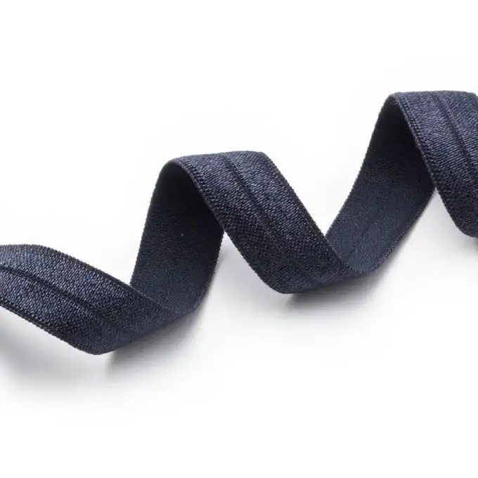 Elastico sbieco blu iridescente prepiegato