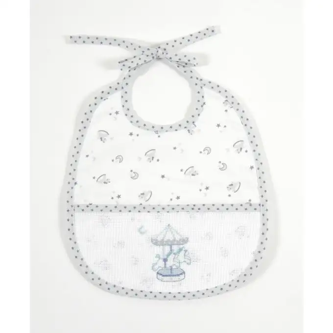 Bavaglino 6 mesi grigio da ricamare