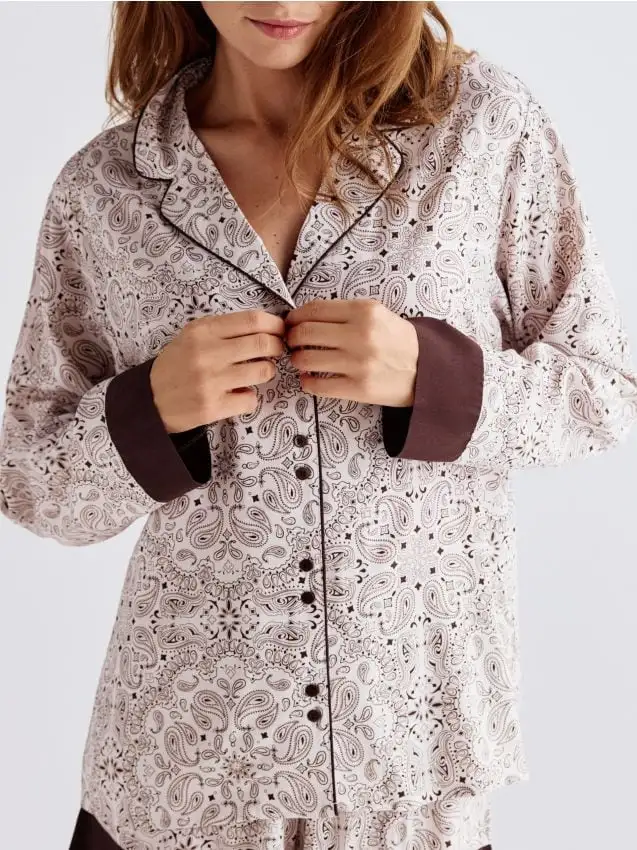 Pigiama due pezzi in viscosa Colore beige