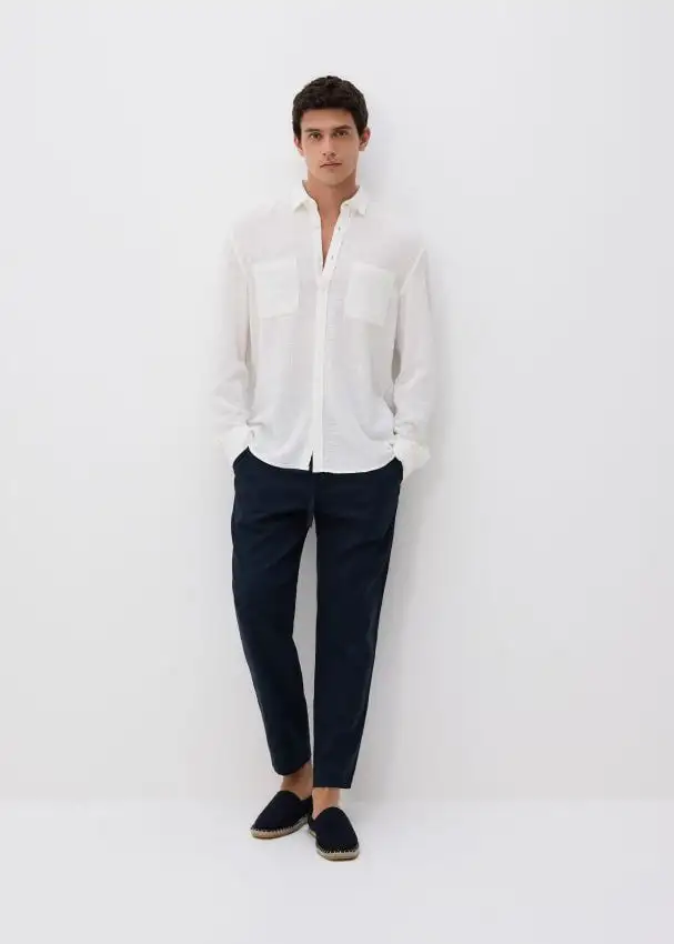 Camicia strutturata regular fit Colore panna