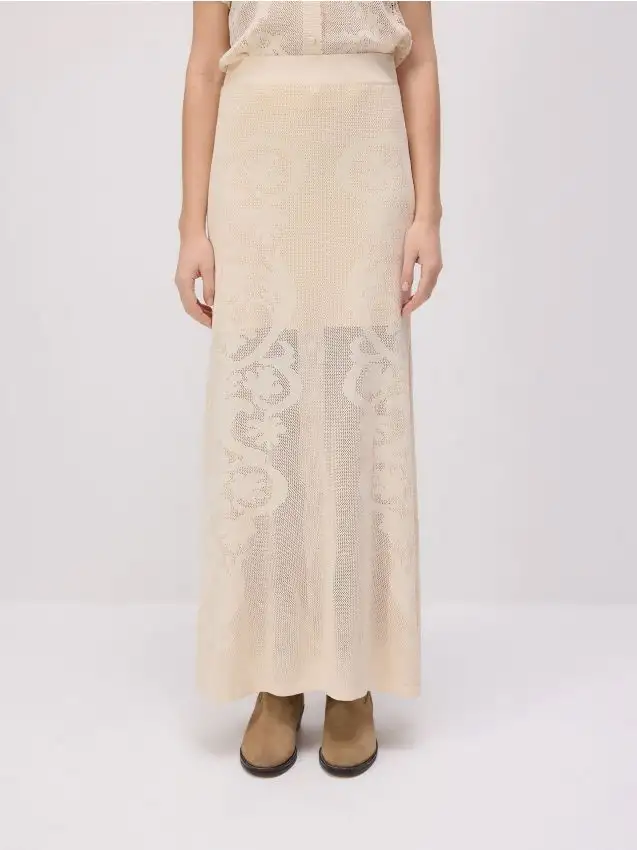 Maxi gonna traforata Colore panna