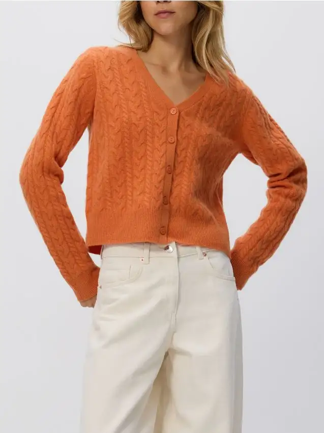 Cardigan in lana Colore arancione