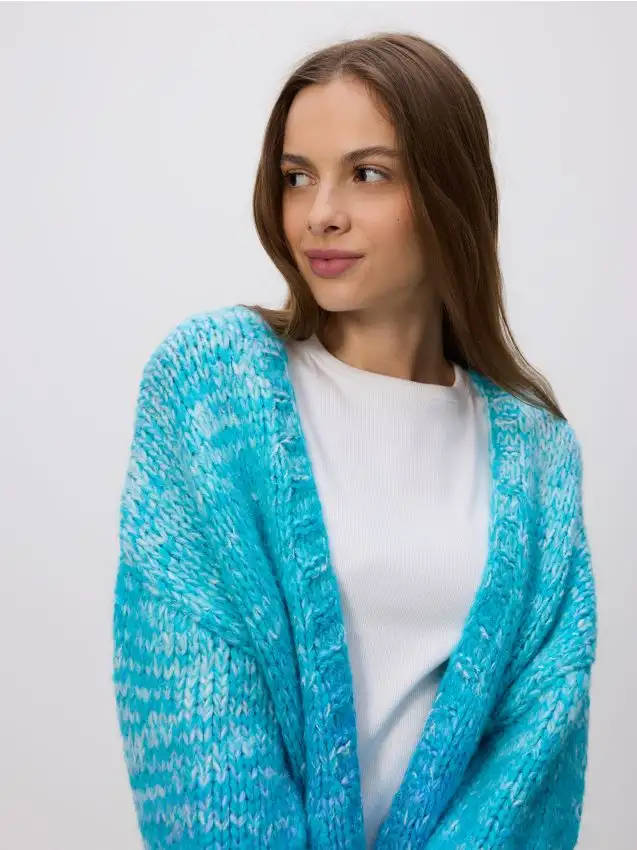 Cardigan fantasia Colore turchese