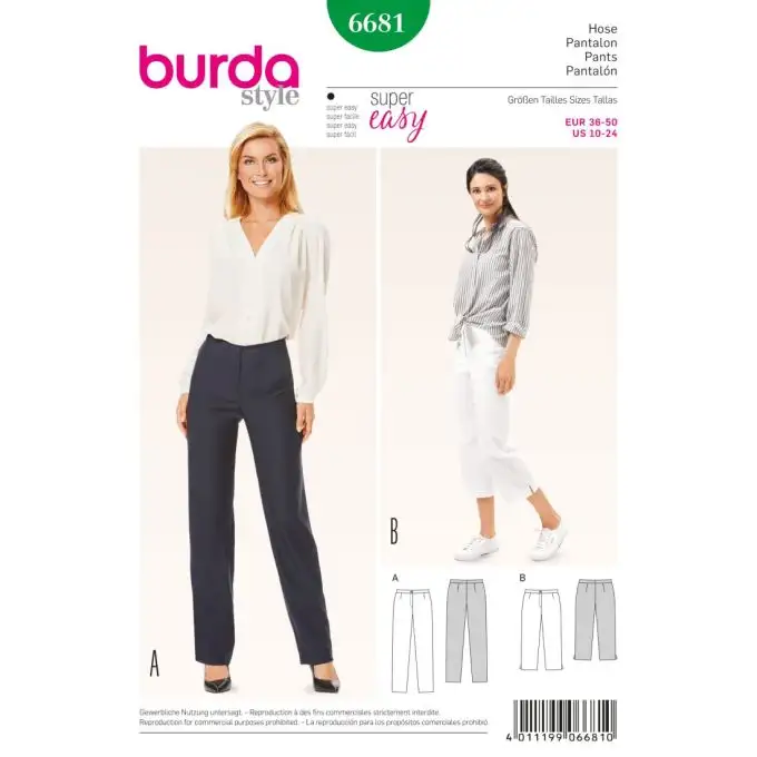 Modello burda 6681 pantalone