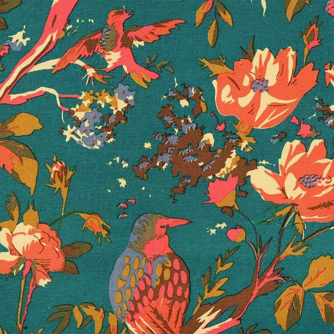 Tessuto cotone spesso uccelli blu anatra