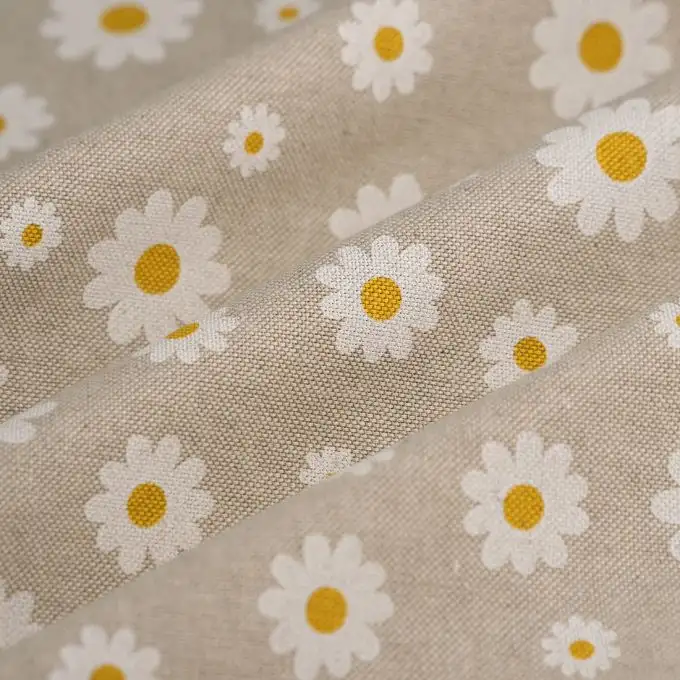 Tessuto cotone spesso margherite bianche